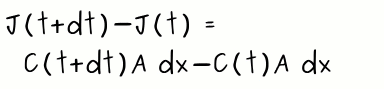 C(x,t+dt) A dx - C(x,t) A dx